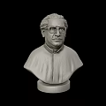 Detailed Lifelike Portrait Bust Sculpture Carved With Realistic Facial Features And Base
