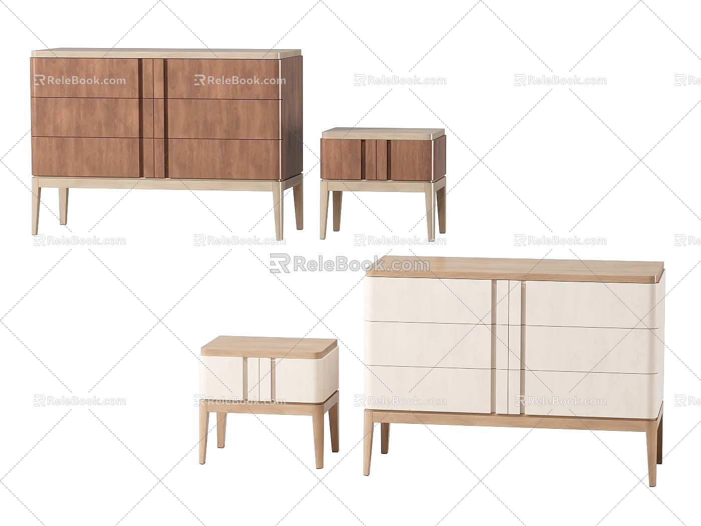 Cream Style Storage Cabinet Shoe Cabinet Cream Style Bedside Cabinet Solid Wood Storage Cabinet 3d model