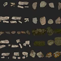 Various Types of Natural Stones and Wood with Different Textures and Shapes for Design