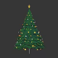 Festive Green Decorated Christmas Tree With Star Topper And Colorful Lights
