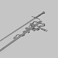 Medieval Style Leather Sword with Shiny Blade Scabbard and Detailed Belt Straps