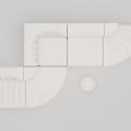 White Modern Minimalist Sectional Sofa With Curved Modular Design And Round Accent Piece 3d model
