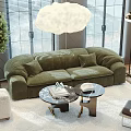 Modern Sofa Coffee Table Combination Multi-person Sofa Coffee Table Chair Stool Decorations Carpet Floor Lamp Ornaments 3d model