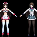 Anime Style Game Female Characters In Maid Outfit And School Uniform With Twin Tail Hairstyle