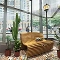Modern Milk Tea Shop Interior With Open Counter Display Cases And Wooden Seats