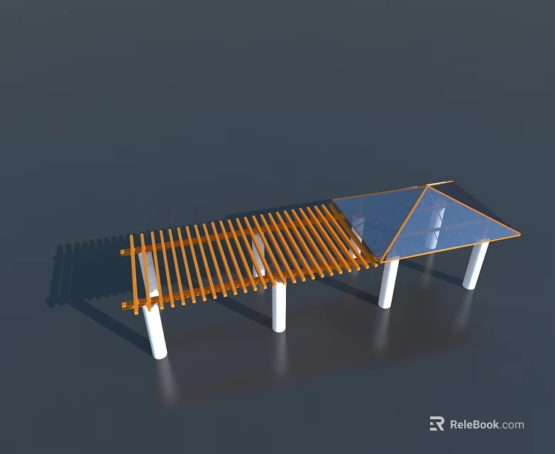 Outdoor Hinged Door Pergola Design With Wooden Structure And Glass Roof 3d model 