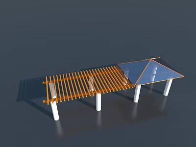 Outdoor Hinged Door Pergola Design With Wooden Structure And Glass Roof 3d model