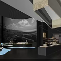 Modern Exhibition Hall Interior Design with Display Walls Lighting and Visitors