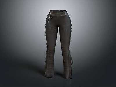 Stylish Modern Leather Pants With Side Lace Up Details And Slim Fit Design 3d model