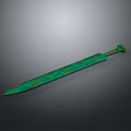 Ancient Bronze Sword With Green Patina And Decorative Patterns On Blade 3d model