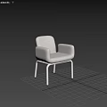 Modern Soft Beige Fabric Upholstered Arm Chair With Polished Chrome Metal Legs For Home Decor
