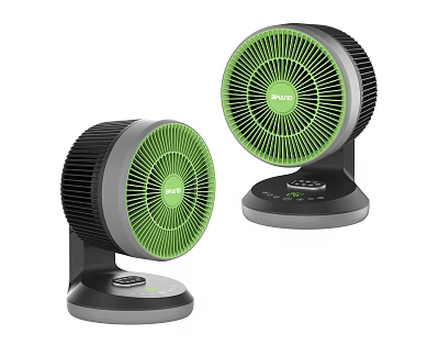 Portable Air Cooler Fans With Modern Green Black Design And Stable Base 3d model