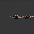 Humanoid Female Character In Blue Bodysuit With Double Bun Hairstyle Arm Bands Orange Shoes