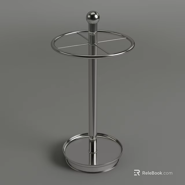 Sleek Stainless Steel Bar Stool With Round Base And Circular Seat Design 3d model 