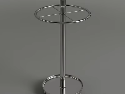 Sleek Stainless Steel Bar Stool With Round Base And Circular Seat Design 3d model