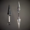 Metal Spearhead Weapons With Two Different Styles Spiral Handle And Ring Detail