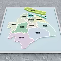 Regional Map Activation Device Featuring Colored Zones And Labeled Areas On Display Platform 3d model