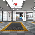 Automotive Service Showroom With Glass Doors Interior Lighting And Grid Floor Design