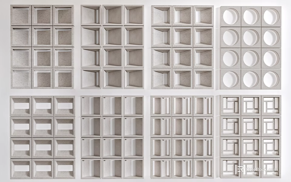 Different Fence Designs Featuring Square Circular Grid Patterns for Garden Home Decor 3d model