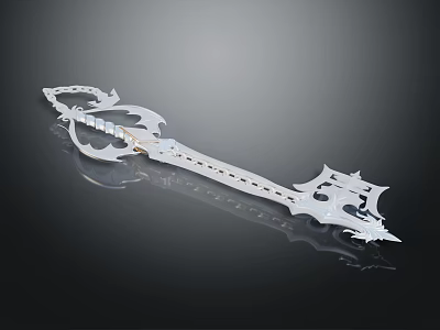Intricate Metallic Fantasy Weapon With Decorative Blade Hilt Sharp Edges And Shiny Surface 3d model