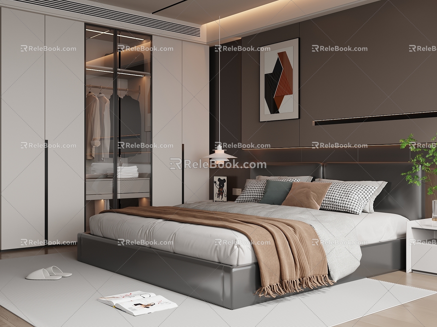 Modern Italian Double Bed 3d model