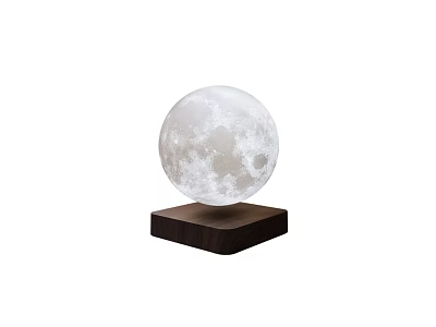 Round Moon Shaped Glowing Lamp With Wooden Base For Night Lighting 3d model