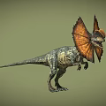 Realistic Dinosaur With Large Orange Frill And Open Mouth Standing Pose