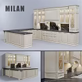Elegant Modern Kitchen White Cabinets With Glass Doors And Black Countertop