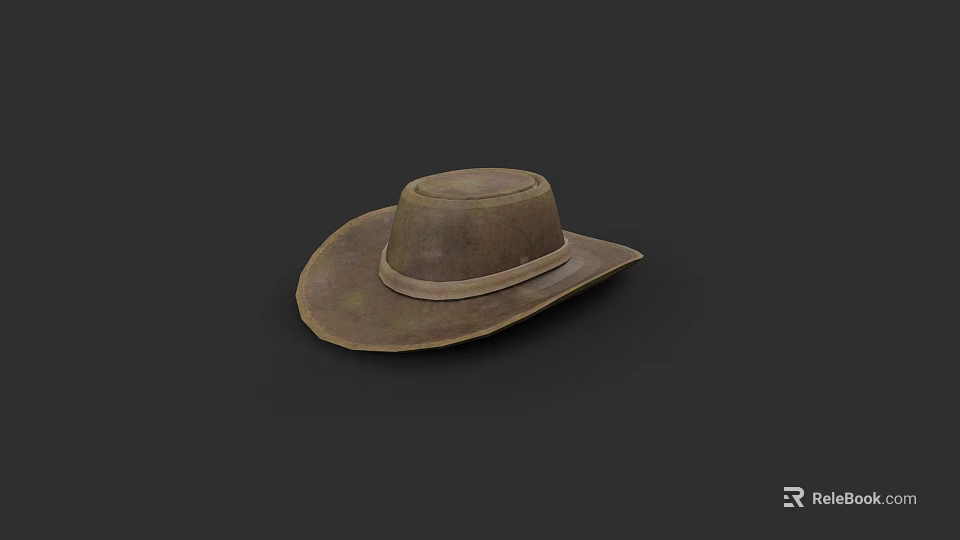 Brown Wide Brim Cowboy Hat With Leather Band And Classic Design 3d model 