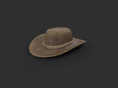 Brown Wide Brim Cowboy Hat With Leather Band And Classic Design 3d model