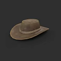 Brown Wide Brim Cowboy Hat With Leather Band And Classic Design
