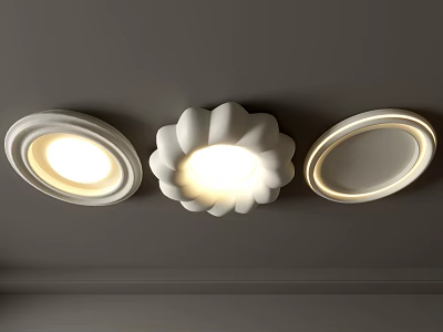 Modern White Ceiling Lights Featuring Flower Shaped And Round Design With Warm Light 3d model