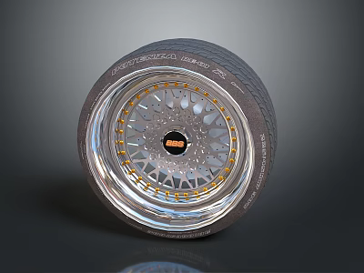 Pirelli P Zero High Performance Tire With Silver Multi Spoke Alloy Wheel Rim Design 3d model