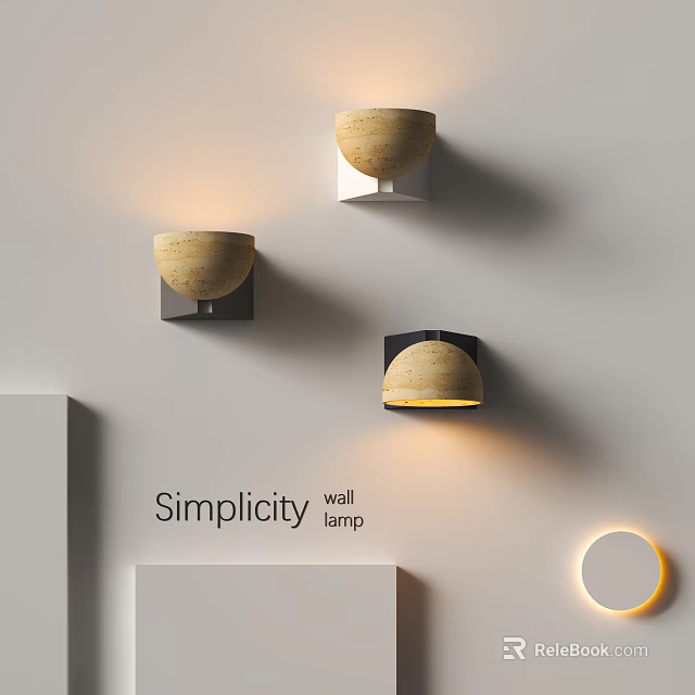 Minimalist Simplicity Wall Lamp With Warm Light And Round Shape Design 3d model 