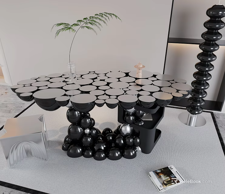 Modern Black And White Sculptural Coffee Table For Minimalist Living Room Decor 3d model 