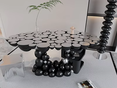 Modern Black And White Sculptural Coffee Table For Minimalist Living Room Decor 3d model