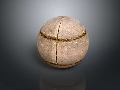 Decorative Stone Sphere with Cracked Surface and Golden Lines for Home Decoration 3d model