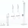 Modern Shower System Featuring Handheld Rainfall And Floor Standing Tower Heads 3d model