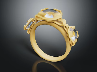 Elegant Luxury Gold Statement Ring With Unique Design And Multiple Shiny Gemstones 3d model