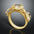 Elegant Luxury Gold Statement Ring With Unique Design And Multiple Shiny Gemstones