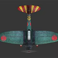 Vintage Green Fighter Plane With Red Circular Emblems On Wings And Colorful Tail Stripes