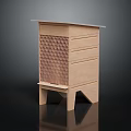 Modern Wooden Functional Desk with Honeycomb Lattice Front Storage Drawers and Angled Legs