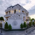 Elegant Detached Villa With White Exterior Golden Gate And Classic Design
