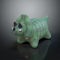 Green Plaid Dinosaur Stuffed Toy With Shiny Black Eyes And Soft Plush Texture