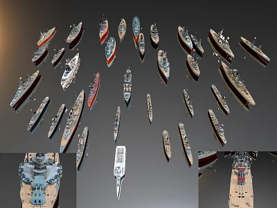 Diverse Collection Of Warship Models With Detailed Designs And Sizes 3d model