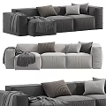 Cozy Modern Gray Sectional Sofa with Modular Design Soft Pillows and Throw Blankets 3d model