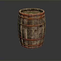 Rustic Wooden Barrel With Red Metal Hoops For Home Living Supplies