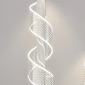 Modern Spiral Design Pendant Lights With White Mesh And Golden Top For Elegant Interior Lighting