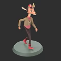 Cute Cartoon Deer Character Wearing Jacket Hat And Red Shoes On Base