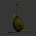 Frog Figurine Sitting On Yellow Lotus Leaf With Yellow Eyes And Stem Flower